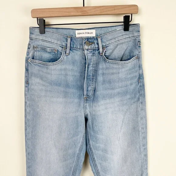 Aritzia Denim Forum The Marianne High Rise Loose Flare Long Inseam Light Wash 28 - Picture 7 of 16